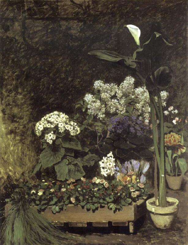 Pierre-Auguste Renoir Still Life-Spring Flowers in a Greenhouse oil painting picture